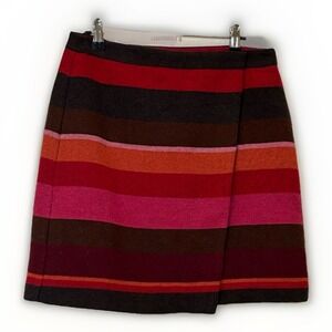 LOFT Womens Size 6 Striped Knit Skirt Multicolor Pink Red Brown A-Line Short